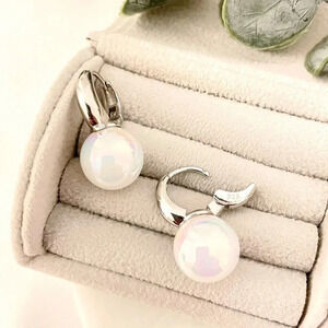 925 Sterling Silver Large Pearl Hoops Big Pearl Statement Earrings